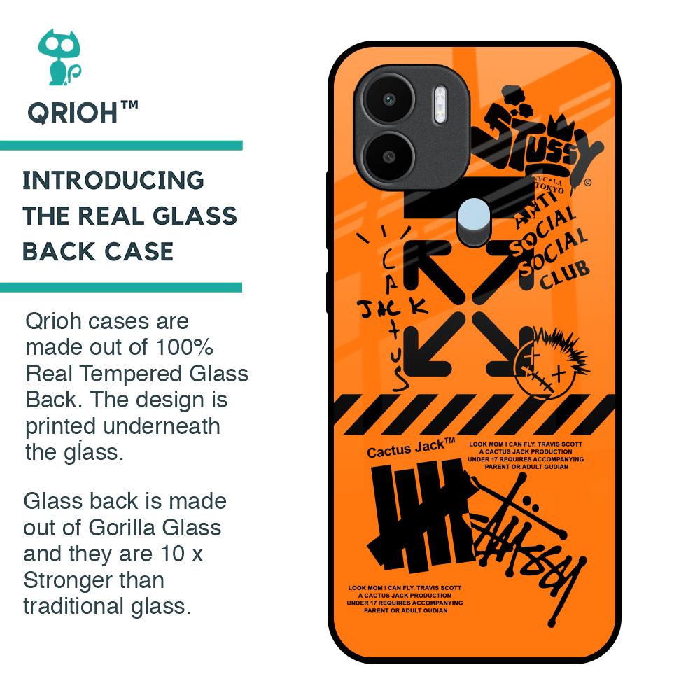 Anti Social Club Glass Case for Redmi A1 Plus