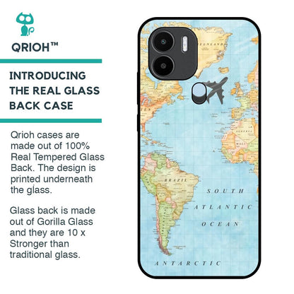 Travel Map Glass Case for Redmi A1 Plus