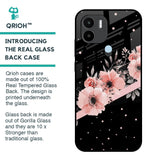 Floral Black Band Glass Case For Redmi A1 Plus