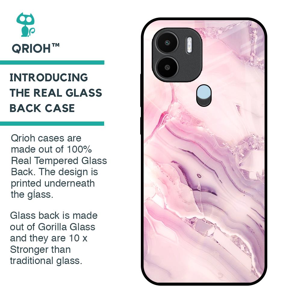 Diamond Pink Gradient Glass Case For Redmi A1 Plus