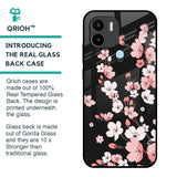 Black Cherry Blossom Glass Case for Redmi A1 Plus
