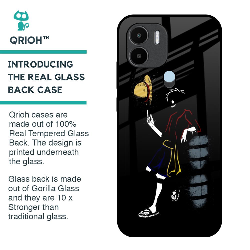 Luffy Line Art Glass Case for Redmi A1 Plus