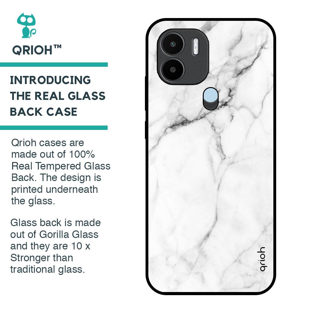 Modern White Marble Glass Case for Redmi A1 Plus