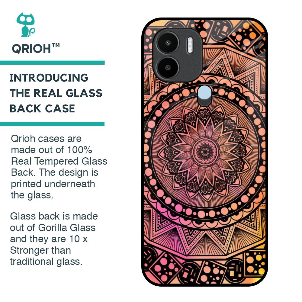 Floral Mandala Glass Case for Redmi A1 Plus