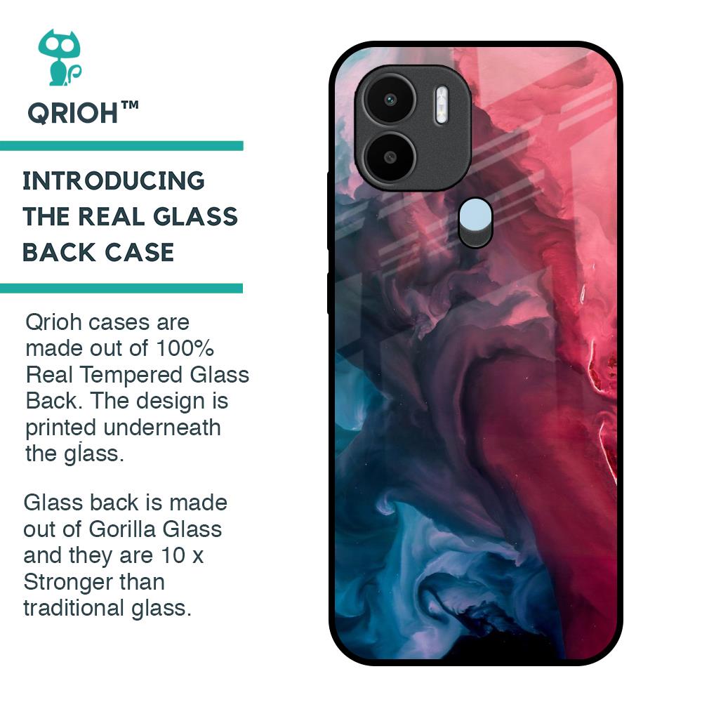 Blue & Red Smoke Glass Case for Redmi A1 Plus