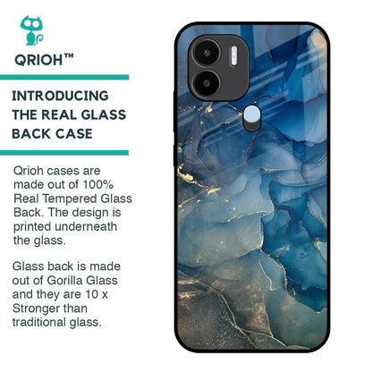 Blue Cool Marble Glass Case for Redmi A1 Plus