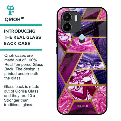 Electroplated Geometric Marble Glass Case for Redmi A1 Plus
