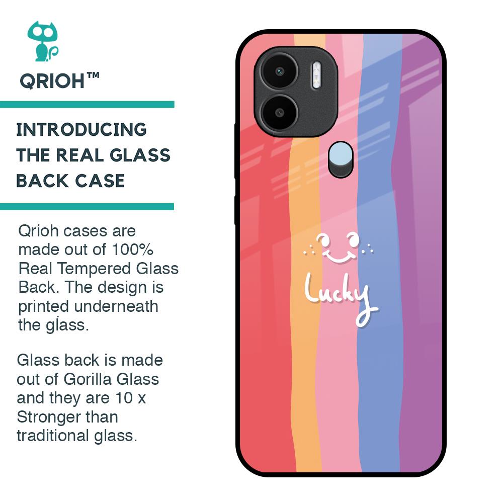 Lucky Abstract Glass Case for Redmi A1 Plus