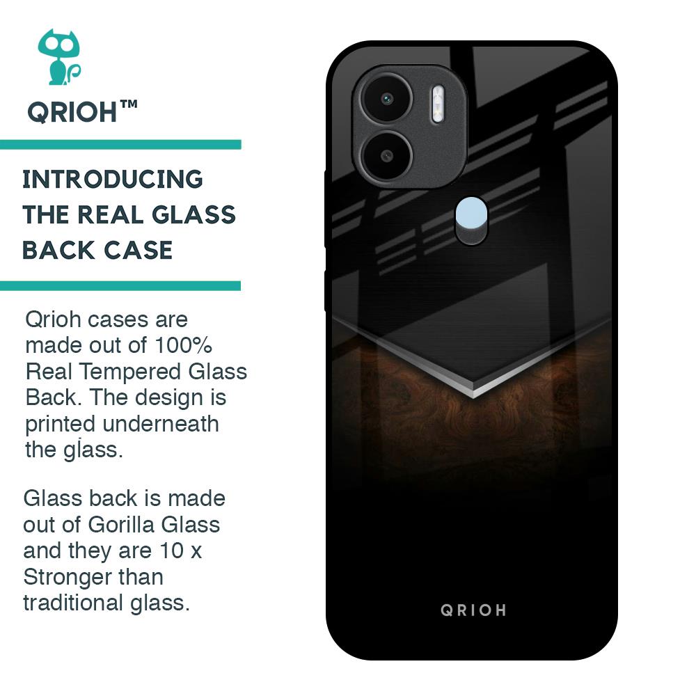 Dark Walnut Glass Case for Redmi A1 Plus
