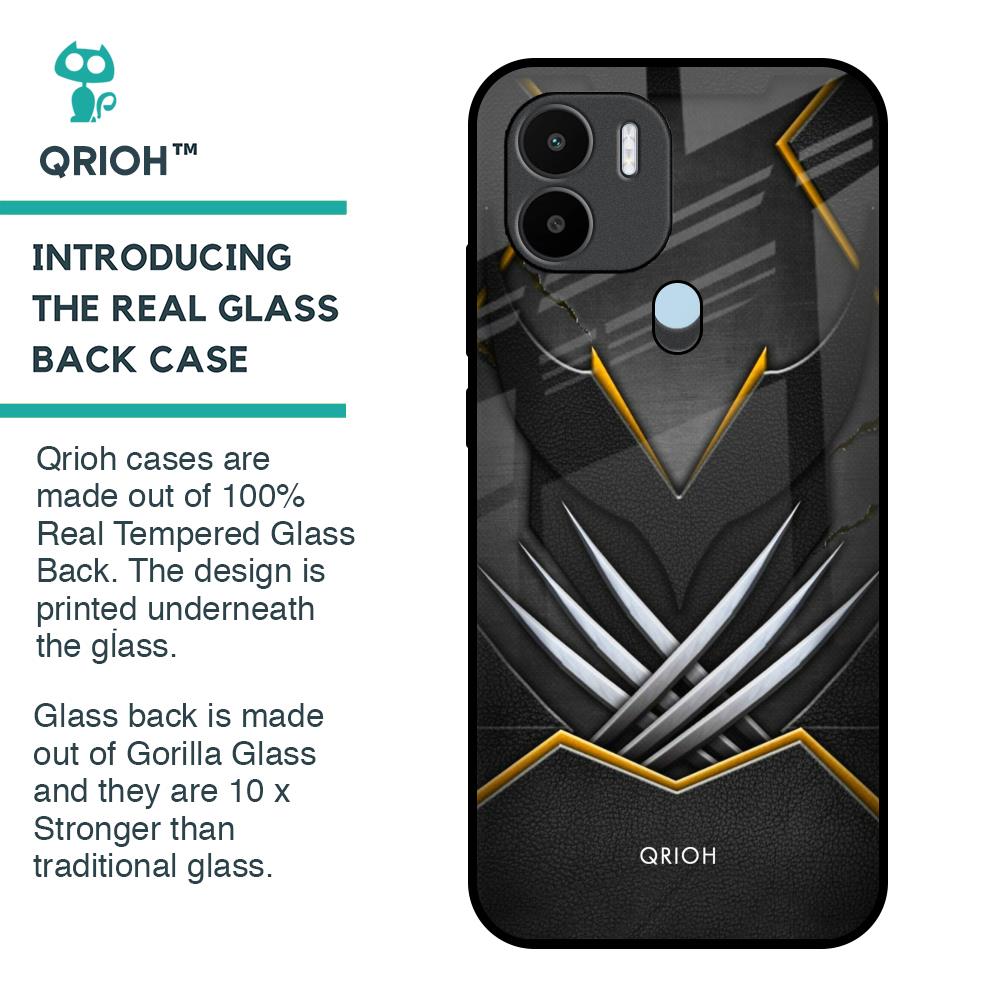 Black Warrior Glass Case for Redmi A1 Plus
