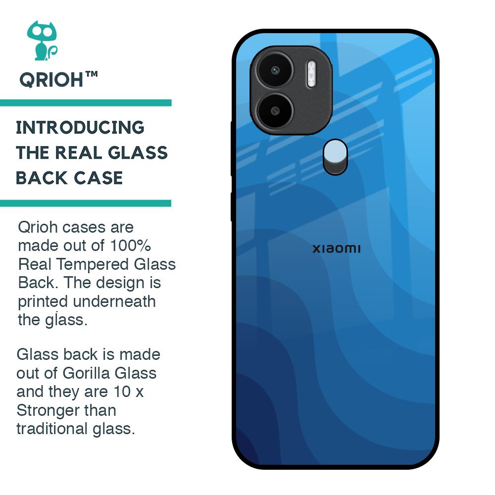 Blue Wave Abstract Glass Case for Redmi A1 Plus