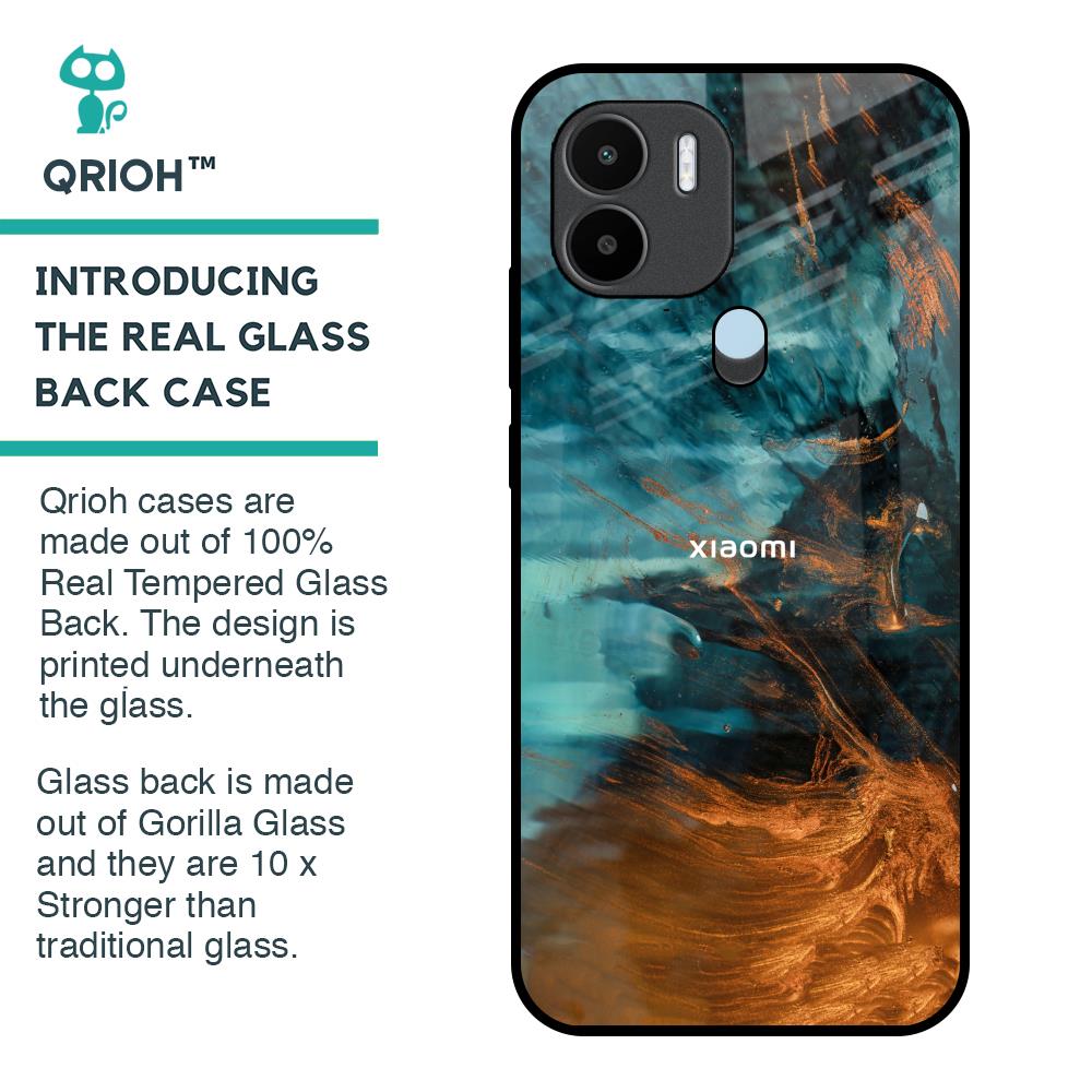 Golden Splash Glass Case for Redmi A1 Plus