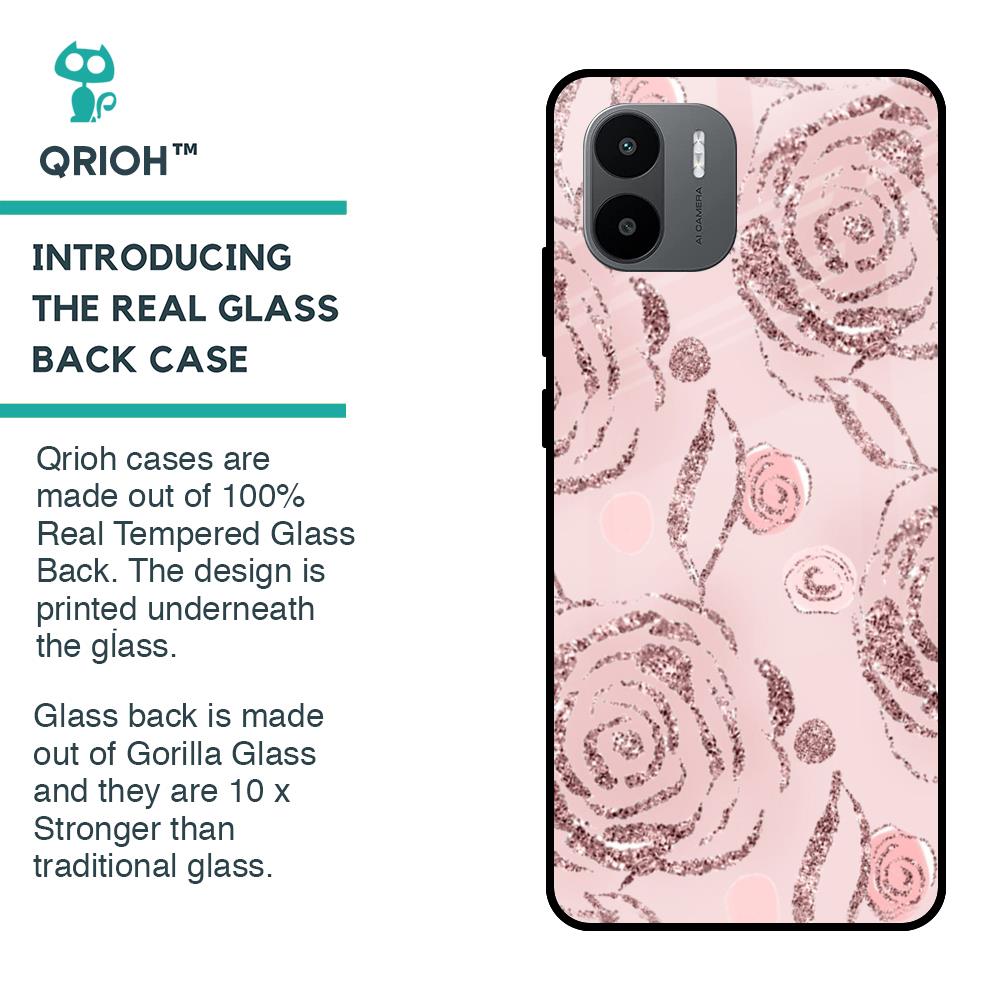 Shimmer Roses Glass case for Redmi A1 Plus