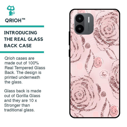 Shimmer Roses Glass case for Redmi A1 Plus
