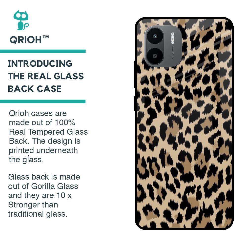 Leopard Seamless Glass Case For Redmi A1 Plus