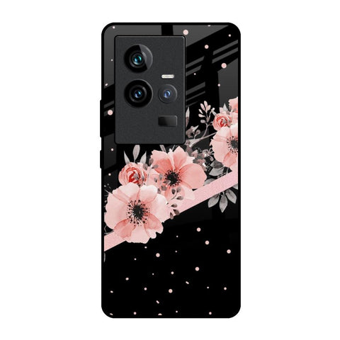Floral Black Band iQOO 11 Glass Back Cover Online
