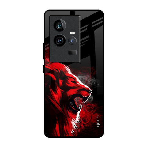 Red Angry Lion iQOO 11 Glass Back Cover Online