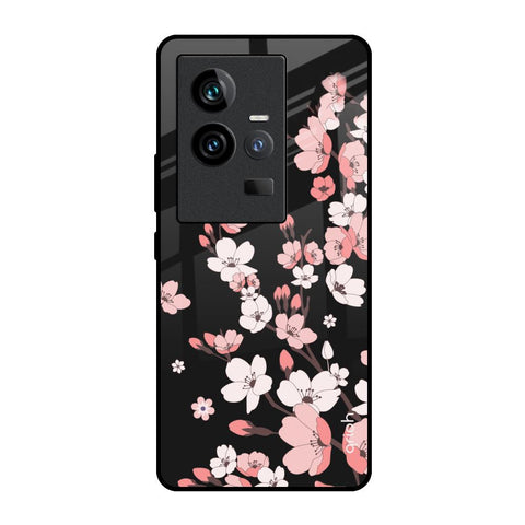 Black Cherry Blossom iQOO 11 Glass Back Cover Online