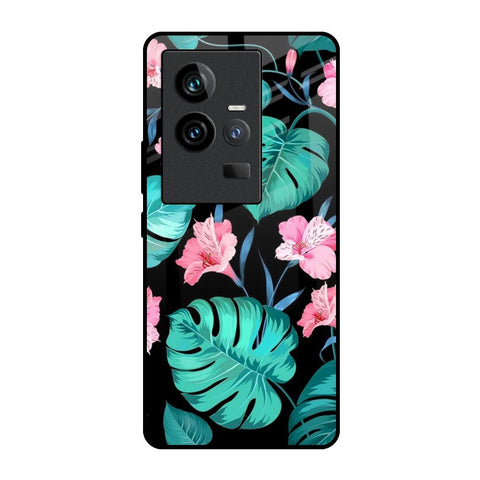 Tropical Leaves & Pink Flowers iQOO 11 Glass Back Cover Online