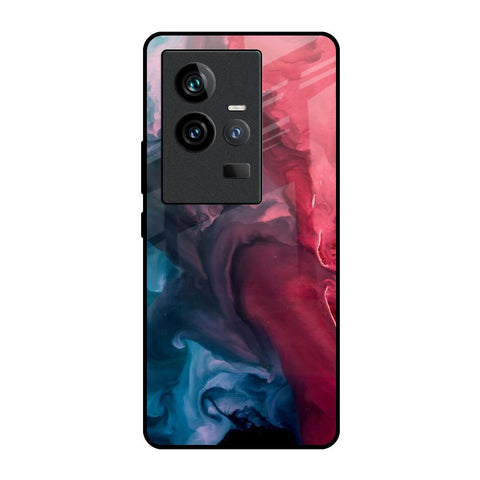 Blue & Red Smoke iQOO 11 Glass Back Cover Online
