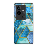 Turquoise Geometrical Marble iQOO 11 Glass Back Cover Online