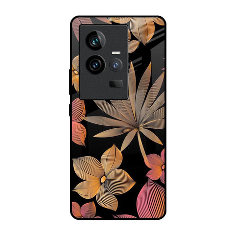 Lines Pattern Flowers iQOO 11 Glass Back Cover Online