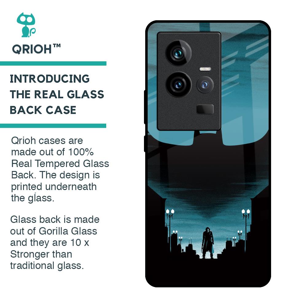Cyan Bat Glass Case for iQOO 11