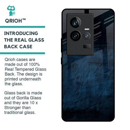 Dark Blue Grunge Glass Case for iQOO 11