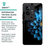 Half Blue Flower Glass Case for iQOO 11