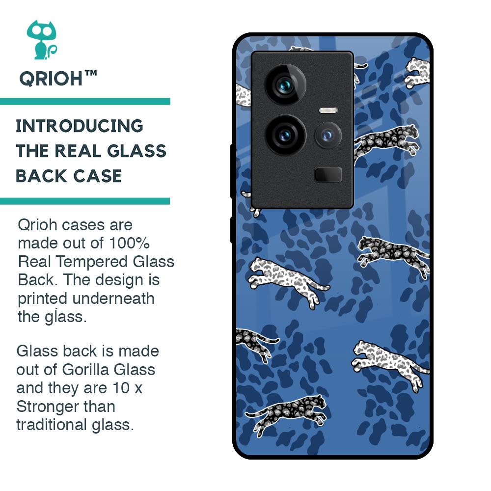 Blue Cheetah Glass Case for iQOO 11