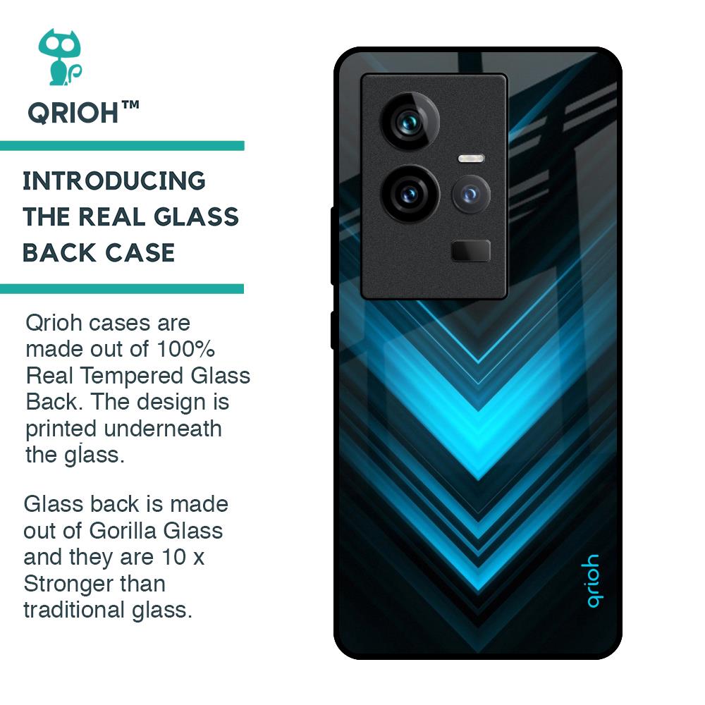 Vertical Blue Arrow Glass Case For iQOO 11
