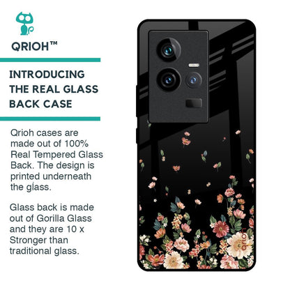 Floating Floral Print Glass Case for iQOO 11