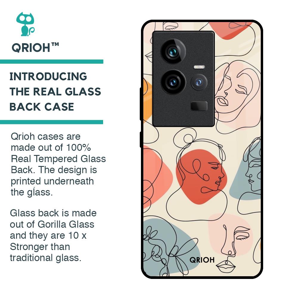 Abstract Faces Glass Case for iQOO 11