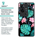 Tropical Leaves & Pink Flowers Glass Case for iQOO 11