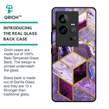 Purple Rhombus Marble Glass Case for iQOO 11