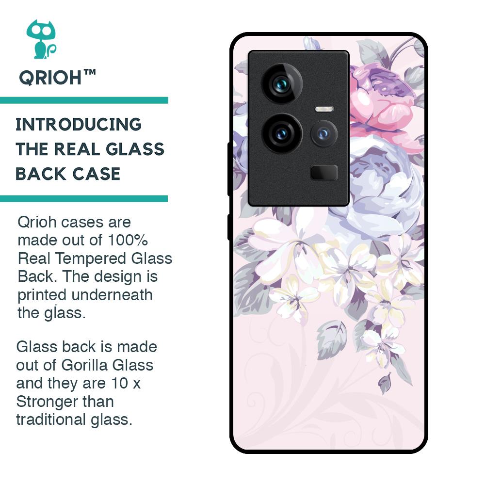 Elegant Floral Glass Case for iQOO 11