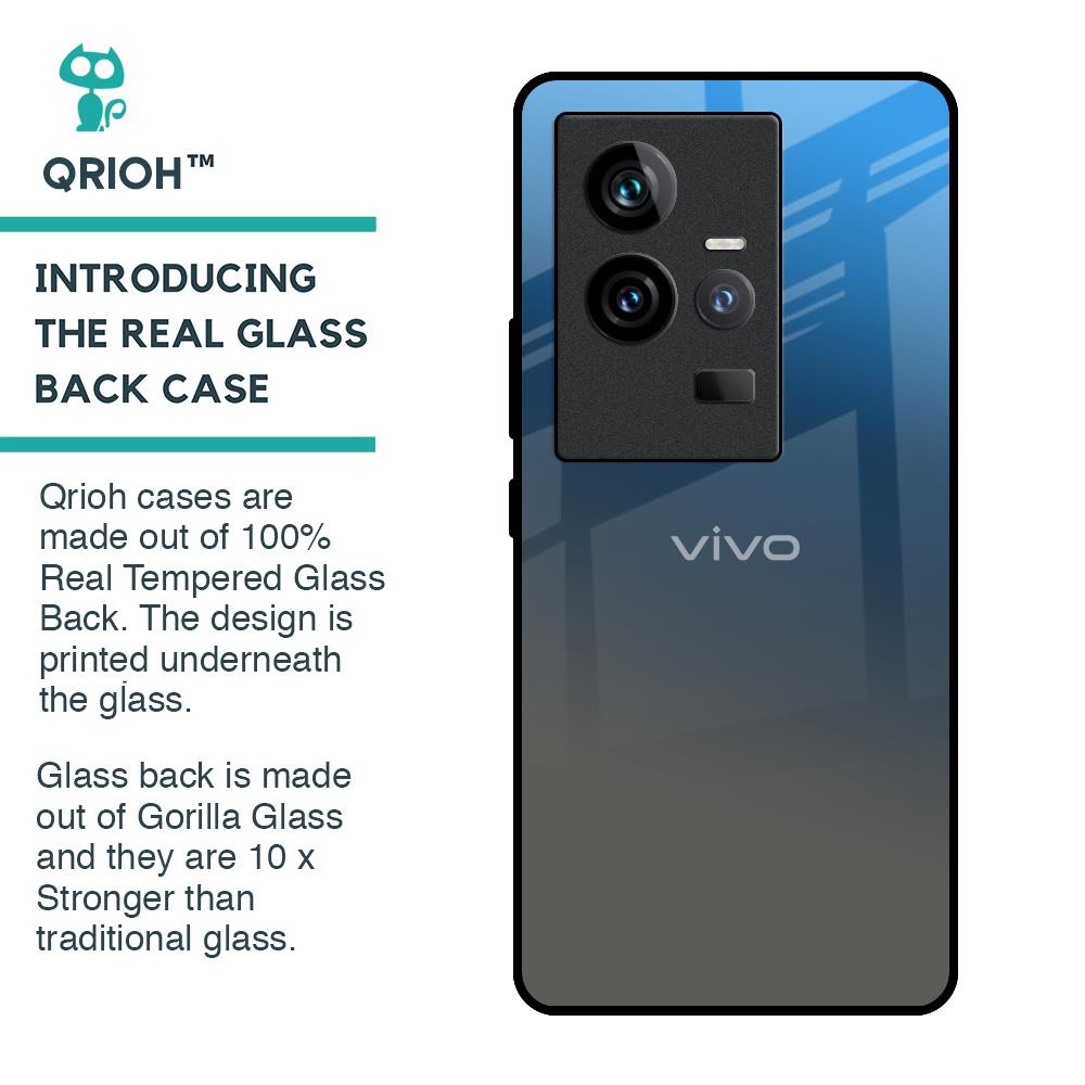Blue Grey Ombre Glass Case for iQOO 11