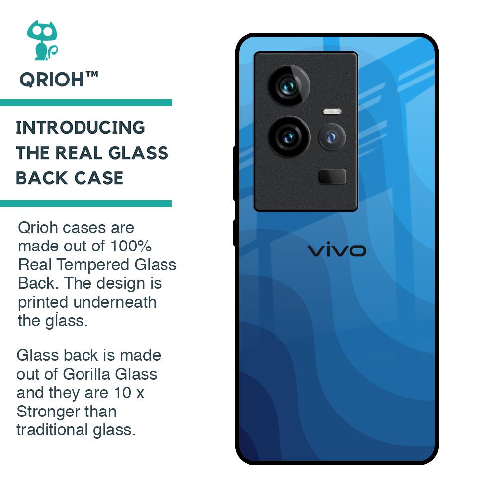 Blue Wave Abstract Glass Case for iQOO 11