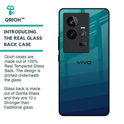 Green Triangle Pattern Glass Case for iQOO 11