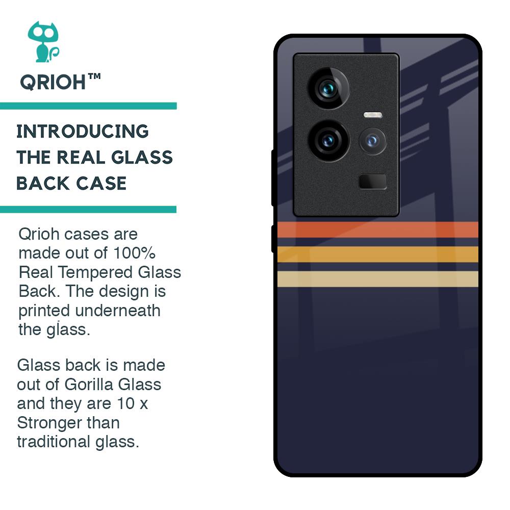 Tricolor Stripes Glass Case For iQOO 11