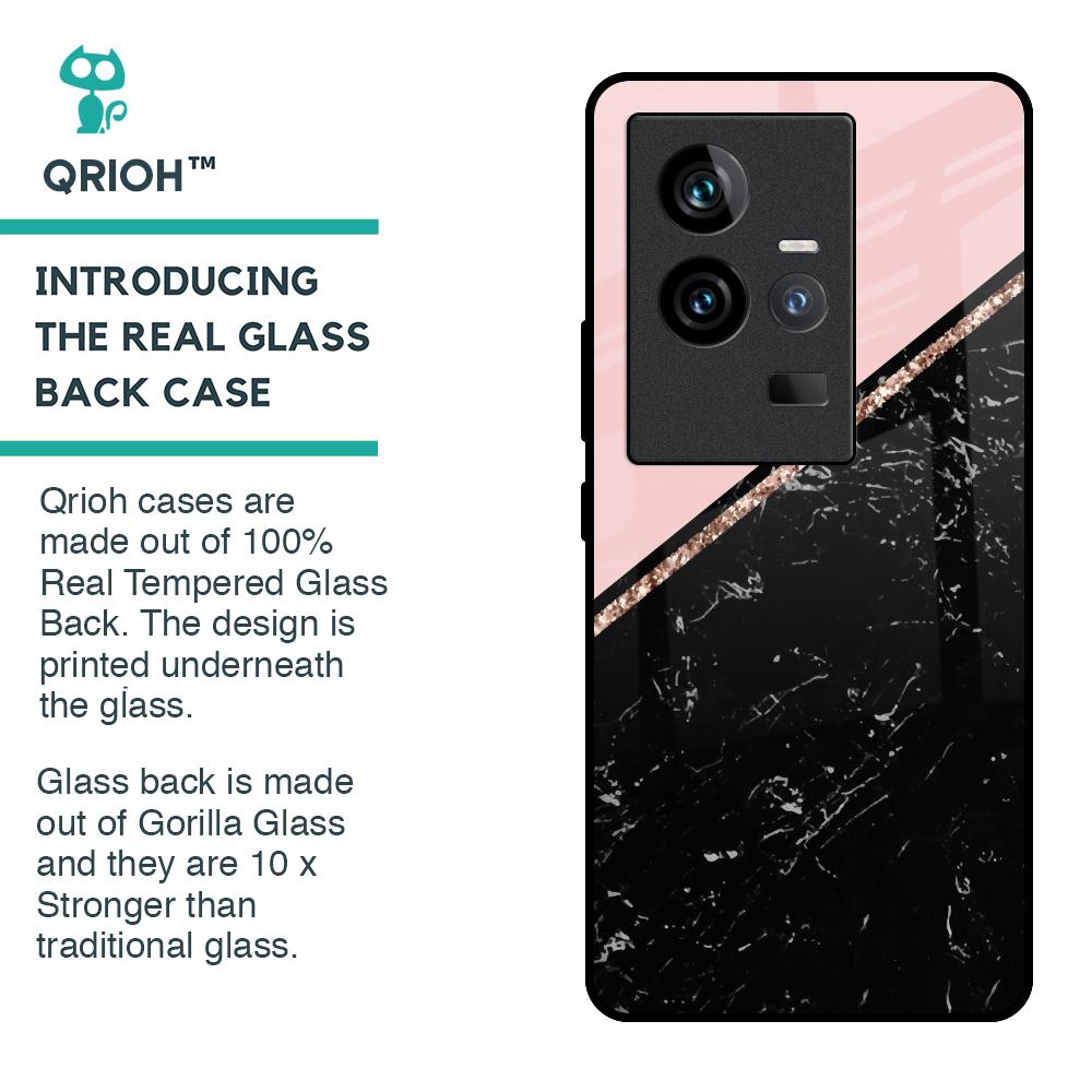 Marble Texture Pink Glass Case For iQOO 11