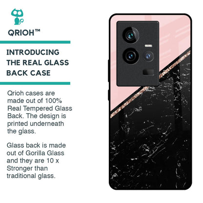 Marble Texture Pink Glass Case For iQOO 11