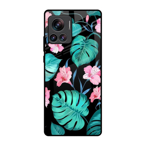 Tropical Leaves & Pink Flowers Motorola Edge 30 Ultra Glass Back Cover Online