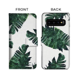 Green Leaf Texture Flip Case for Samsung