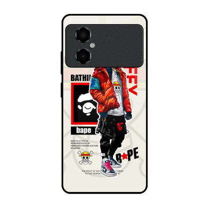 Bape Luffy Poco M4 5G Glass Back Cover Online