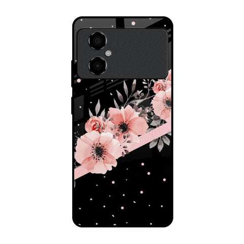 Floral Black Band Poco M4 5G Glass Back Cover Online