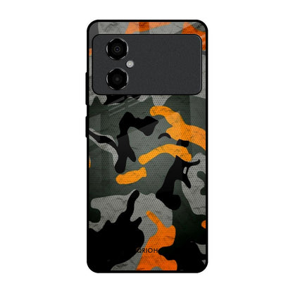 Camouflage Orange Poco M4 5G Glass Back Cover Online