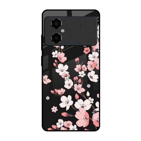 Black Cherry Blossom Poco M4 5G Glass Back Cover Online