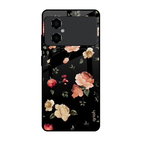 Black Spring Floral Poco M4 5G Glass Back Cover Online