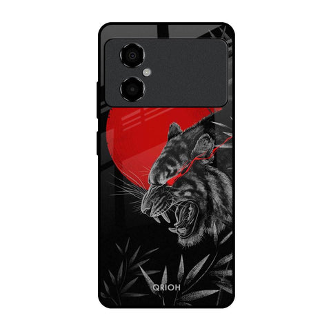 Red Moon Tiger Poco M4 5G Glass Back Cover Online